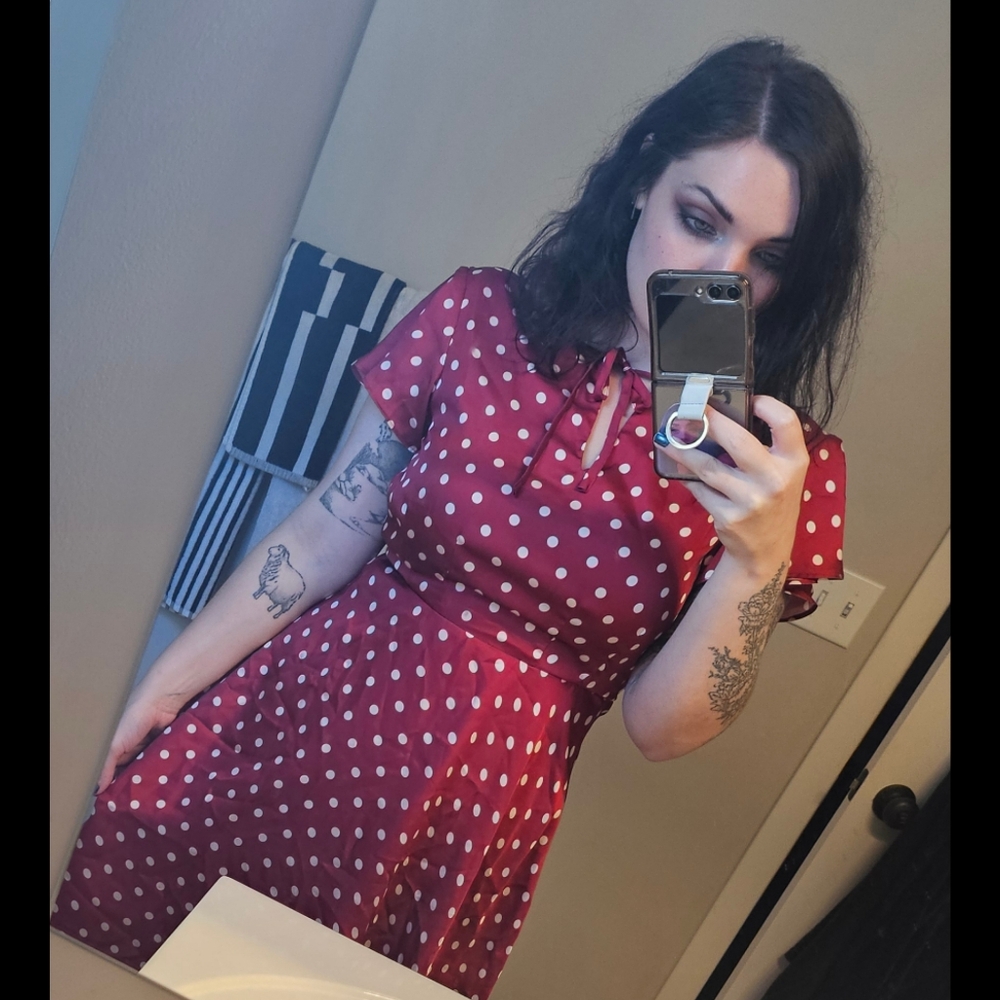 Red Polka Dot Swing Dress
